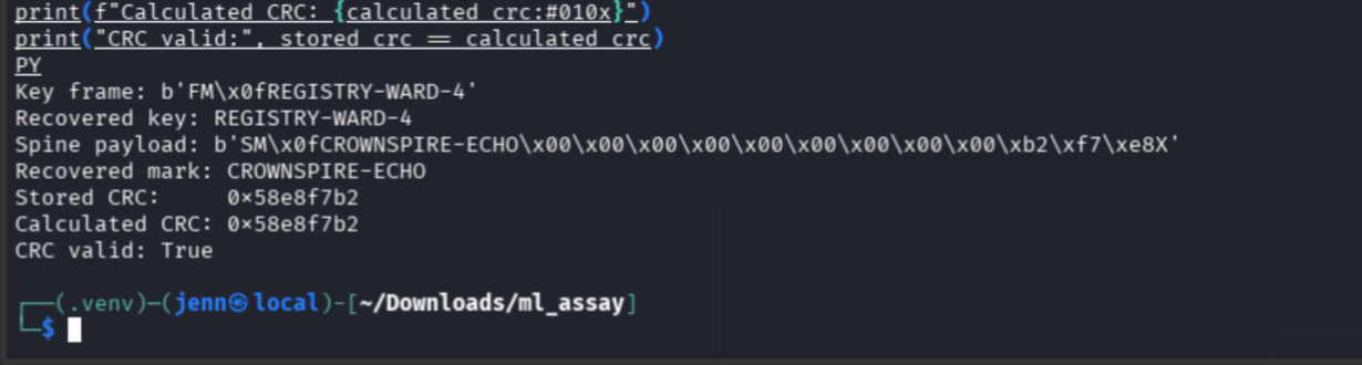 Key and mark recovered with matching CRC